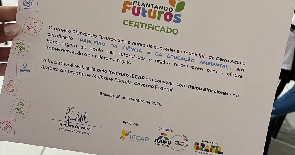 Cerro Azul é reconhecido como Parceiro da Ciência e da Educação Ambiental