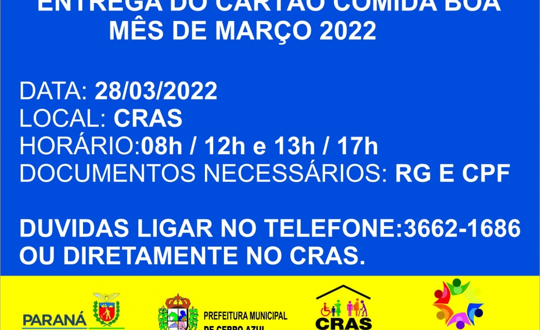 ✅ENTREGA DO CARTÃO COMIDA BOA 2022.  #prefeituradecerroazul #cartaocomidaboa #assistenciasocial #cerroazulnocaminhocerto